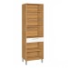 Paneleiro Burguesa Premium 4 Portas 1 Gaveta com Vidro 100% Mdf Amadeirado Freijó/Branco - Nesher