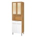 Paneleiro Burguesa Premium 4 Portas 1 Gaveta com Vidro 100% Mdf Amadeirado Freijó/Branco - Nesher