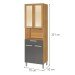 Paneleiro Burguesa Premium 4 Portas 1 Gaveta com Vidro 100% Mdf Amadeirado Freijó/Grafite - Nesher