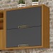 Armário Aéreo Cozinha 80 Cm Imperatriz 2 Portas 100% Mdf Freijó/Grafite - Nesher