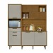 Cozinha Compacta Loft Imperatriz 6 Portas 2 Gavetas Ripado 100% Mdf Amadeirado Freijó/Off White - Nesher