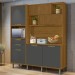 Cozinha Compacta Loft Imperatriz 6 Portas 2 Gavetas Ripado 100% Mdf Amadeirado Freijó/Grafite - Nesher