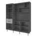 Cozinha Compacta Loft Imperatriz 6 Portas 2 Gavetas Ripado 100% Mdf Amadeirado Freijó/Grafite - Nesher