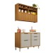 Cozinha Compacta Imperatriz 2 Portas 4 Gavetas Ripado 100% Mdf Freijó/Off White - Nesher Móveis