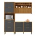 Cozinha Compacta Imperatriz 4 Portas 7 Gavetas Ripado 100% Mdf Freijó/Grafite - Nesher