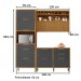 Cozinha Compacta Imperatriz 4 Portas 7 Gavetas Ripado 100% Mdf Freijó/Grafite - Nesher