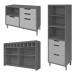 Cozinha Compacta Imperatriz 4 Portas 7 Gavetas Ripado 100% Mdf Freijó/Grafite - Nesher