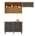 Cozinha Compacta Imperatriz 3 Portas 4 Gavetas Ripado 100% Mdf Freijó/Grafite - Nesher