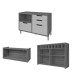 Cozinha Compacta Imperatriz 3 Portas 4 Gavetas Ripado 100% Mdf Freijó/Grafite - Nesher
