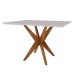 Mesa de Madeira Donna com Vidro Mel Natural/Off White - Nesher