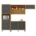 Cozinha Compacta Imperatriz 5 Portas 7 Gavetas Ripado 100% Mdf Freijó/Grafite - Nesher