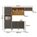 Cozinha Compacta Imperatriz 5 Portas 7 Gavetas Ripado 100% Mdf Freijó/Grafite - Nesher