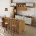 Cozinha Completa Imperatriz 7 Portas 10 Gavetas com Ilha Gourmet Ripado 100% Mdf Freijó/Off White - Nesher