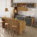 Cozinha Completa Imperatriz 7 Portas 10 Gavetas com Ilha Gourmet Ripado 100% Mdf Freijó/Grafite - Nesher