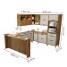 Cozinha Completa Imperatriz 8 Portas 9 Gavetas com Ilha Gourmet Ripado 100% Mdf Freijó/Off White - Nesher