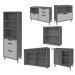 Cozinha Completa Imperatriz 8 Portas 9 Gavetas com Ilha Gourmet Ripado 100% Mdf Freijó/Grafite - Nesher