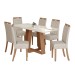 Mesa de Jantar 6 Lugares Lins/Bella com Vidro Nature/Off White/Linho - Henn