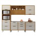 Cozinha Completa Imperatriz 6 Portas 8 Gavetas Ripado 100% Mdf Freijó/Off White - Nesher