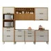 Cozinha Completa Imperatriz 6 Portas 8 Gavetas Ripado 100% Mdf Freijó/Off White - Nesher