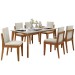 Mesa de Jantar 6 Lugares Monalisa Lady com Vidro Mel Natural/Off White - Nesher