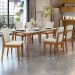 Mesa de Jantar 6 Lugares Monalisa Lady com Vidro Mel Natural/Off White - Nesher