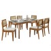 Mesa de Jantar 6 Lugares Monalisa Rainha com Vidro Mel Natural/Off White - Nesher
