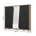 Guarda-Roupa Casal Dubai 6 Portas 6 Gavetas com Espelho Jequitibá/Preto - Henn