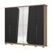 Guarda-Roupa Casal Dubai 6 Portas 6 Gavetas com Espelho Jequitibá/Preto - Henn