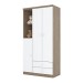 Guarda-Roupa Infantil Bala de Menta 3 Portas 2 Gavetas Rústico/Branco - Henn