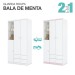 Guarda-Roupa Infantil  Bala de Menta 3 Portas 2 Gavetas Branco - Henn
