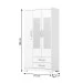 Guarda-Roupa Solteiro Açaí 3 Portas 2 Gavetas com Espelho Flex Branco e Branco/Rosa Chá - Henn