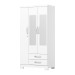 Guarda-Roupa Solteiro Açaí 3 Portas 2 Gavetas com Espelho Flex Branco e Branco/Rosa Chá - Henn