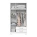 Guarda-Roupa Solteiro Açaí 3 Portas 2 Gavetas com Espelho Flex Branco e Branco/Rosa Chá - Henn