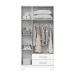 Guarda-Roupa Solteiro Açaí 3 Portas 2 Gavetas com Espelho Flex Branco e Branco/Rosa Chá - Henn