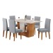 Mesa de Jantar 6 Lugares Venus Mel/Blonde/Linho/Inox - Viero Móveis