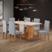 Mesa de Jantar 6 Lugares Venus Mel/Blonde/Linho/Inox - Viero Móveis