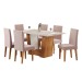 Mesa de Jantar 6 Lugares Venus Mel/Blonde/Veludo/Rosa - Viero Móveis