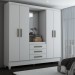 Guarda-Roupa Solteiro Capelinha 4 Portas 3 Gavetas com Espelho Flex Branco/Rosa - Panorama Móveis