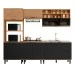 Cozinha Completa Laura 9 Portas 3 Gavetas com Vidro 100% Mdf Freijo/Nero - Mx Móveis