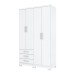 Guarda-Roupa Solteiro Caju 4 Portas 3 Gavetas Branco - Henn