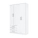 Guarda-Roupa Solteiro Caju 4 Portas 3 Gavetas Branco - Henn
