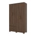 Guarda-Roupa Solteiro Caju 4 Portas 3 Gavetas Castanho Hp - Henn