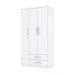 Guarda-Roupa Solteiro Açaí 3 Portas 2 Gavetas Branco - Henn