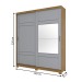 Guarda-Roupa Casal Verg 2 Portas 3 Gavetas Nature/Cinza - Henn