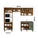 Cozinha Compacta Laura 7 Portas 3 Gavetas com Vidro 100% Mdf Freijo/Jade - Mx Móveis