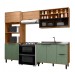 Cozinha Compacta Laura 7 Portas 3 Gavetas com Vidro 100% Mdf Freijo/Jade - Mx Móveis