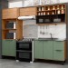 Cozinha Compacta Laura 7 Portas 3 Gavetas com Vidro 100% Mdf Freijo/Jade - Mx Móveis