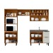 Cozinha Compacta Laura 7 Portas 3 Gavetas com Vidro 100% Mdf Freijo/Off White - Mx Móveis