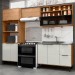 Cozinha Compacta Laura 7 Portas 3 Gavetas com Vidro 100% Mdf Freijo/Off White - Mx Móveis