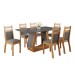 Mesa de Jantar 6 Lugares Sabrinna Sicilia Mel/Cinza/Veludo/Grafite - Viero Móveis